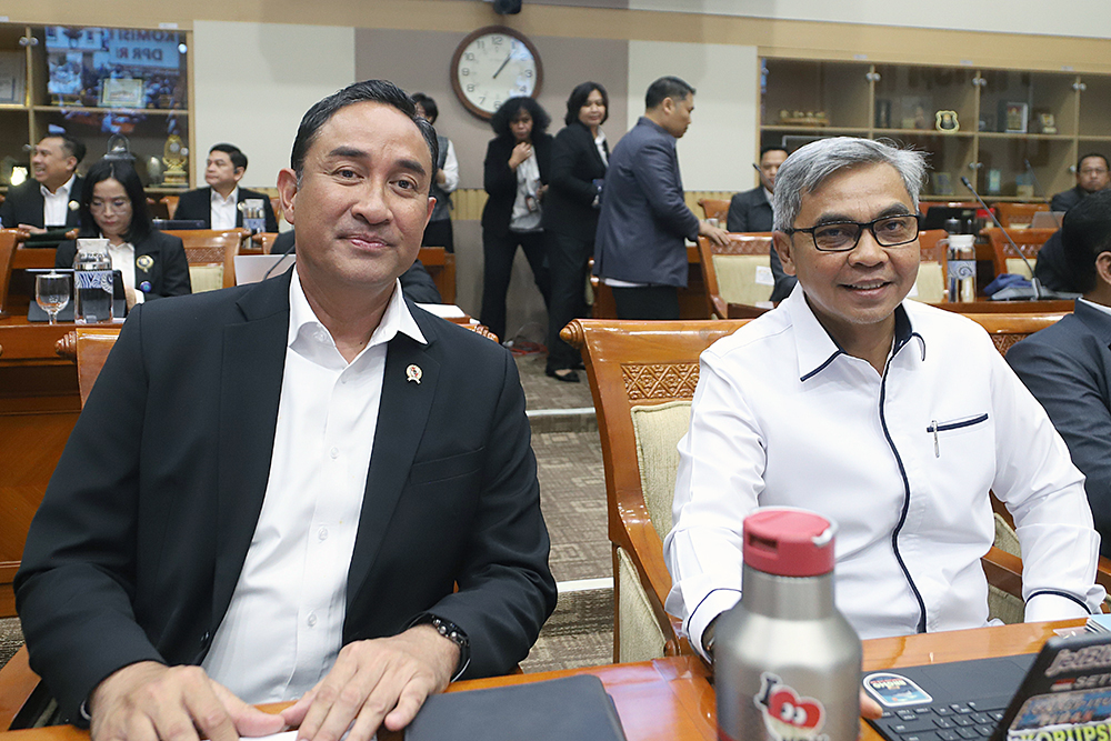 Ketua KPK RI Setyo Budiyanto dan Kepala BNN RI, Suyudi Ario Seto mengikuti rapat kerja bersama Komisi III DPR. (BeritaNasional/Elvis Sendouw)