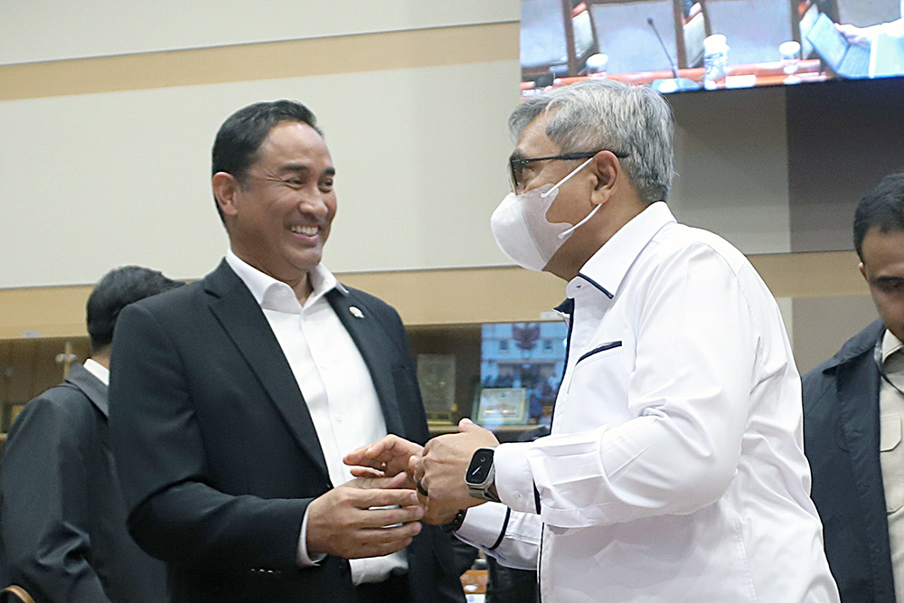 Ketua KPK RI Setyo Budiyanto dan Kepala BNN RI, Suyudi Ario Seto mengikuti rapat kerja bersama Komisi III DPR. (BeritaNasional/Elvis Sendouw)