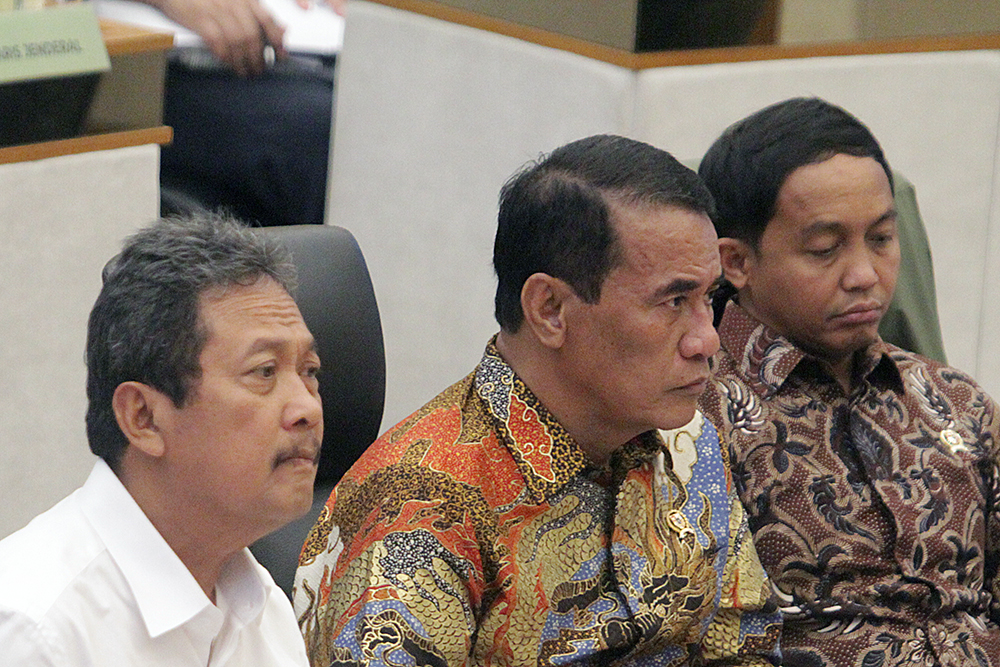 Tiga menteri mengikuti rapat kerja bersama komisi IV DPR. (BeritaNasional/Elvis Sendouw)