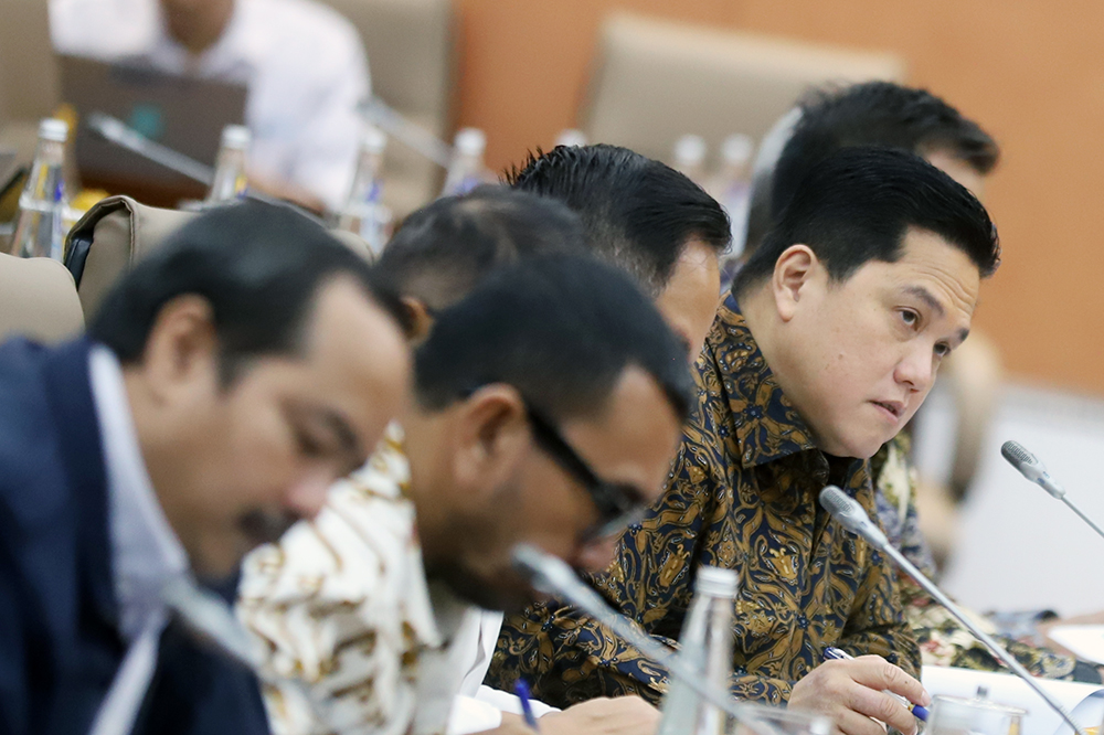 Rapat kerja Komisi VI bersama kementerian BUMN bahas Anggaran 2025. (BeritaNasional/Elvis Sendouw)