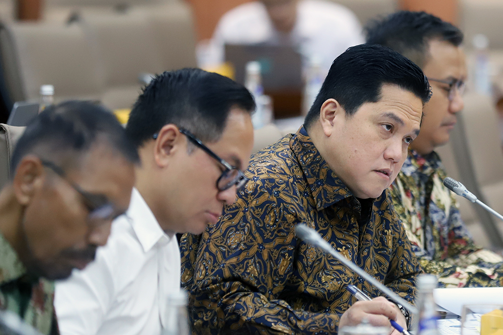 Rapat kerja Komisi VI bersama kementerian BUMN bahas Anggaran 2025. (BeritaNasional/Elvis Sendouw)