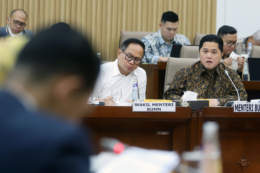 Rapat kerja Komisi VI bersama kementerian BUMN bahas Anggaran 2025. (BeritaNasional/Elvis Sendouw)