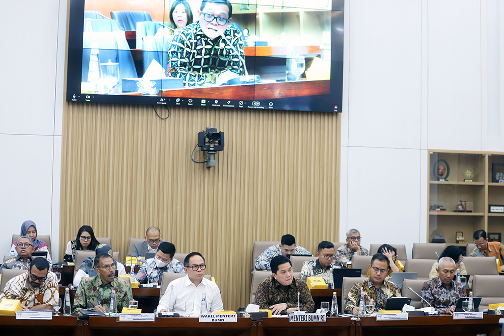 Rapat kerja Komisi VI bersama kementerian BUMN bahas Anggaran 2025. (BeritaNasional/Elvis Sendouw)