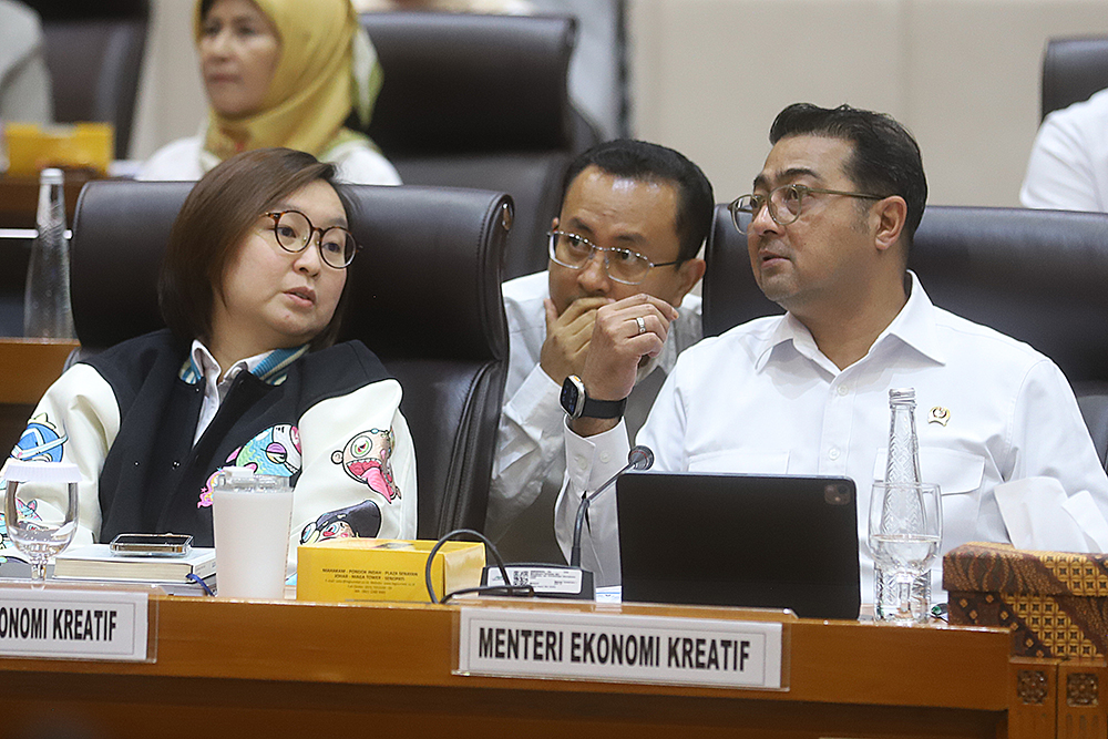 Rapat Kerja Kementerian Ekonomi Kreatif/Badan Ekonomi Kreatif bersama Komisi VII DPR. (BeritaNasional/Elvis Sendouw)