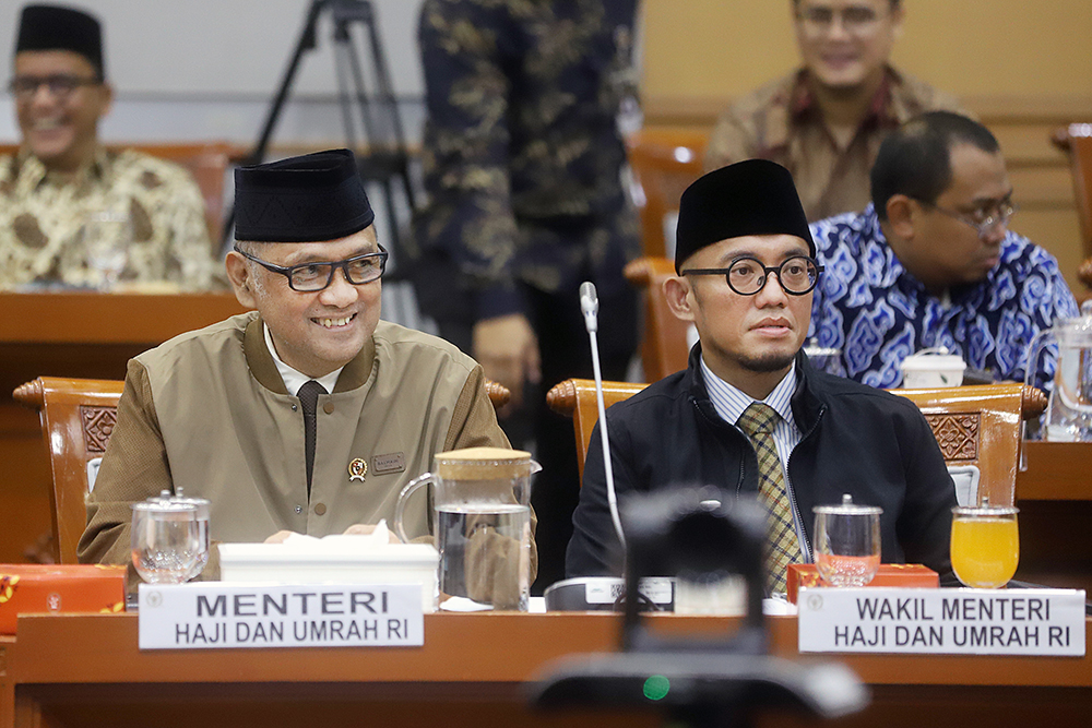 Rapat Kerja Komisi VIII bersama kementerian haji bahas penyelenggaraan haji 2026. (BeritaNasional/Elvis Sendouw)