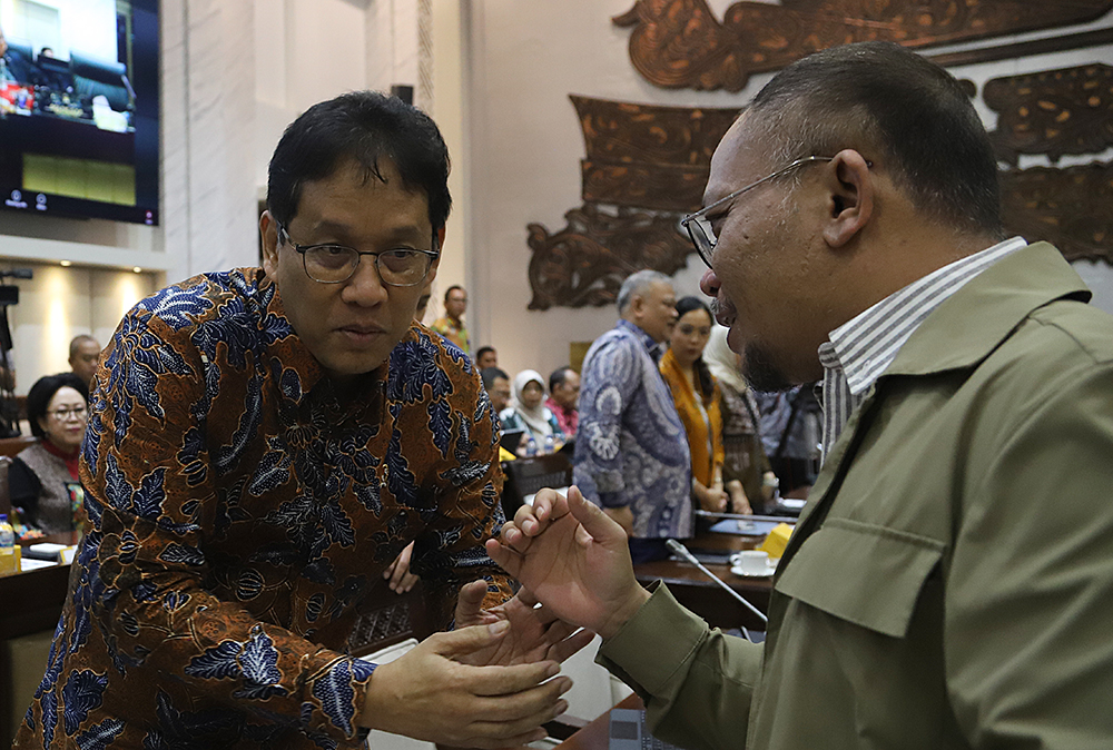 Menteri Keuangan yang baru Purbaya Yudhi Sadewa mengikuti Rapat Kerja pertama bersama Komisi XI dengan membahas anggaran. (BeritaNasional/Elvis Sendouw)