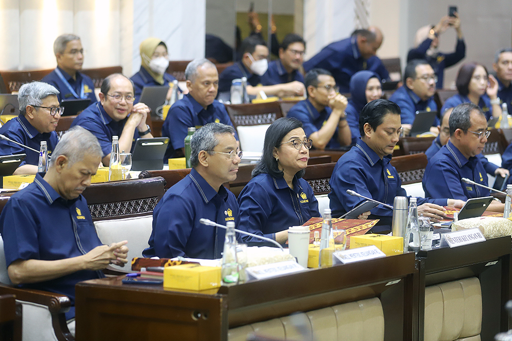 Kementerian Keuangan menghadiri Rapat kerja bersama Kmisi XI DPR. (BeritaNasional/Elvis Sendouw)