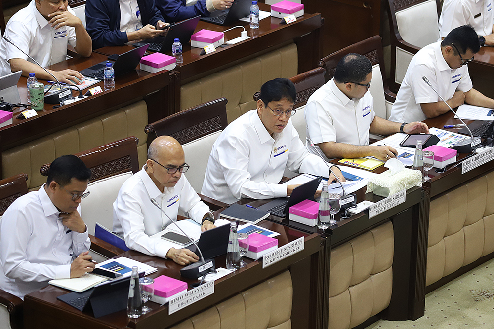 Rapat Kerja Komisi III bersama Menteri Keuangan membahas Kinerja Penerimaan Negara Triwulan I Tahun Anggaran 2026. (BeritaNasional/Elvis Sendouw)