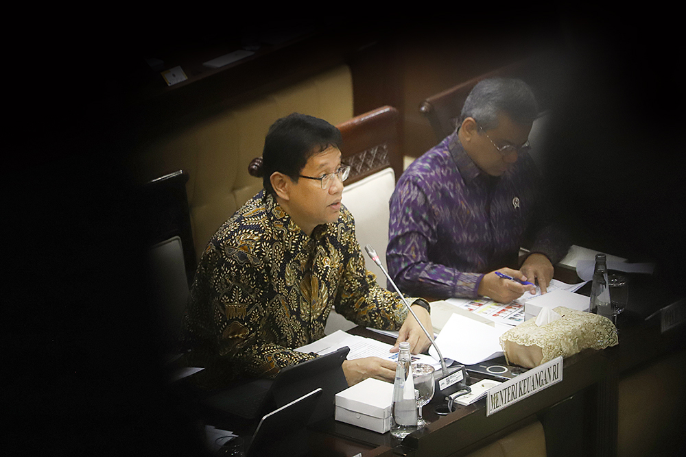Menteri Keuangan Purbaya Yudhi Sadewa menghadiri rapat kerja bersama komisi XI. (BeritaNasional/Elvis Sendouw)