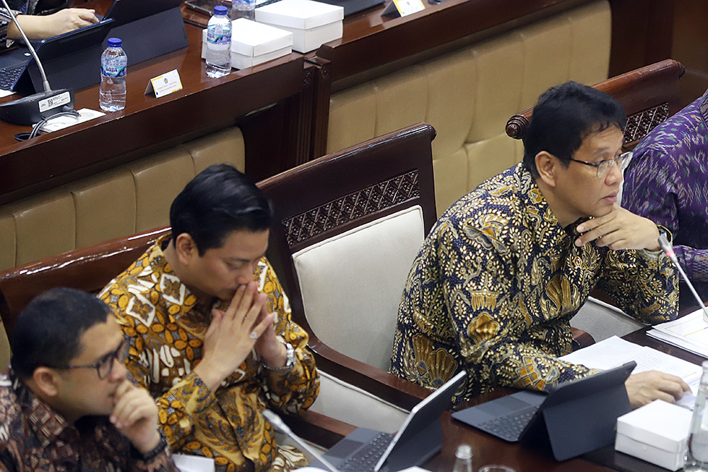 Menteri Keuangan Purbaya Yudhi Sadewa menghadiri rapat kerja bersama komisi XI. (BeritaNasional/Elvis Sendouw)