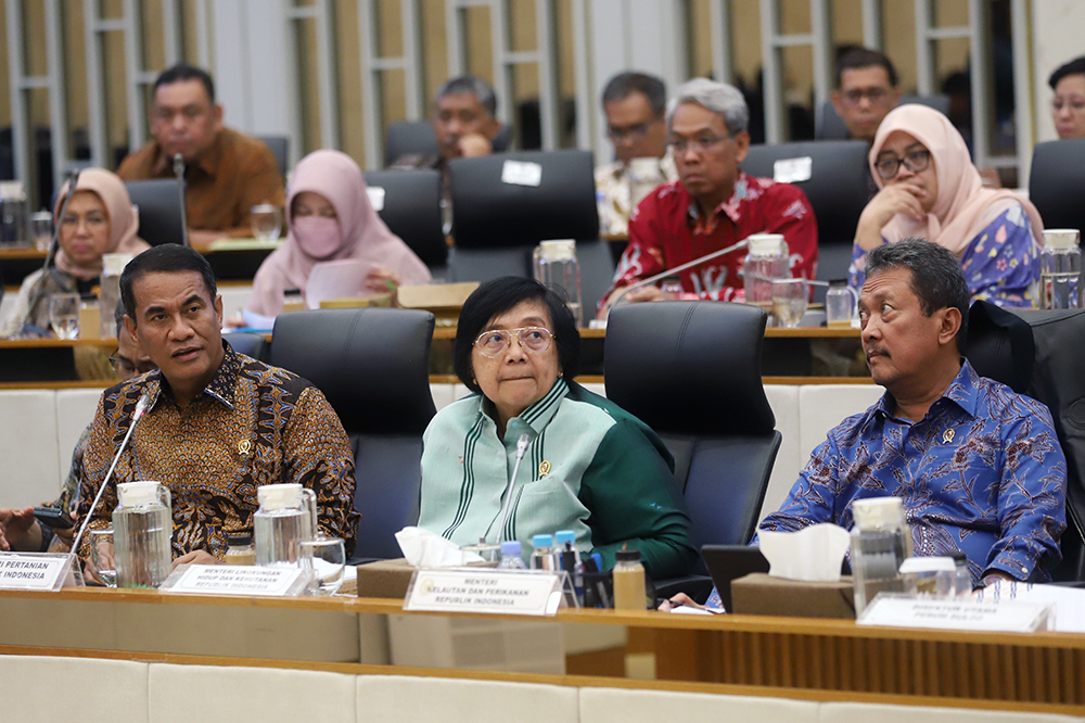 Rapat Kerja Komisi IV bersama Menteri LHK, KKP dan Menteri Pertanian bahas Anggaran. (BeritaNasional/Elvis Sendouw)