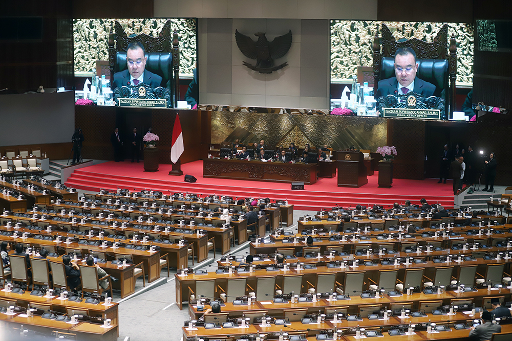 Rapat Paripurna DPR ke-18 Masa Persidangan V di kompleks Parlemen. (BeritaNasional/Elvis Sendouw)