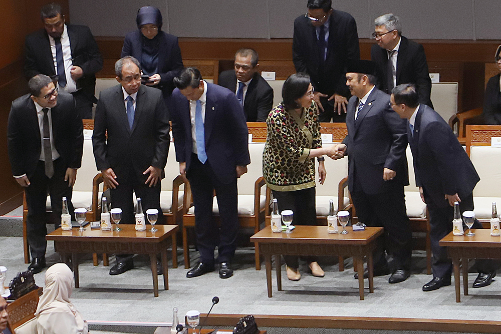Penyampaian keterangan Pemerintah pada Rapat Paripurna ke-21 Masa Persidangan IV Tahun Sidang 2024-2025. (BeritaNasional/Elvis Sendouw)