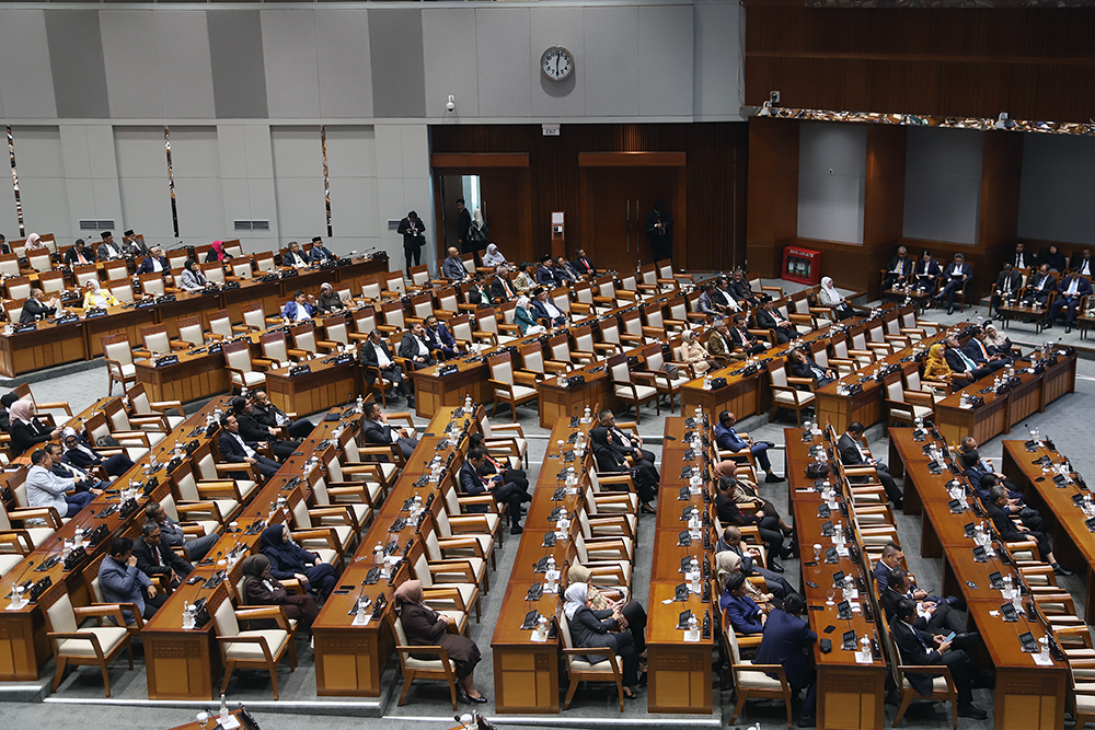 Penyampaian keterangan Pemerintah pada Rapat Paripurna ke-21 Masa Persidangan IV Tahun Sidang 2024-2025. (BeritaNasional/Elvis Sendouw)