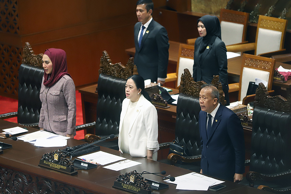 Ketua DPR Puan Maharani menyampaikan pidato pada Rapat Paripurna ke-15. (BeritaNasional/Elvis Sendouw)