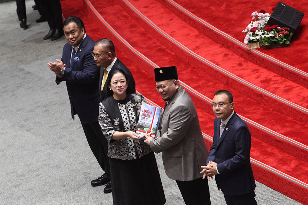 Rapat Paripurna Khusus HUT DPR ke-79 di Kompleks Parlemen. (BeritaNasional/Elvis Sendouw)