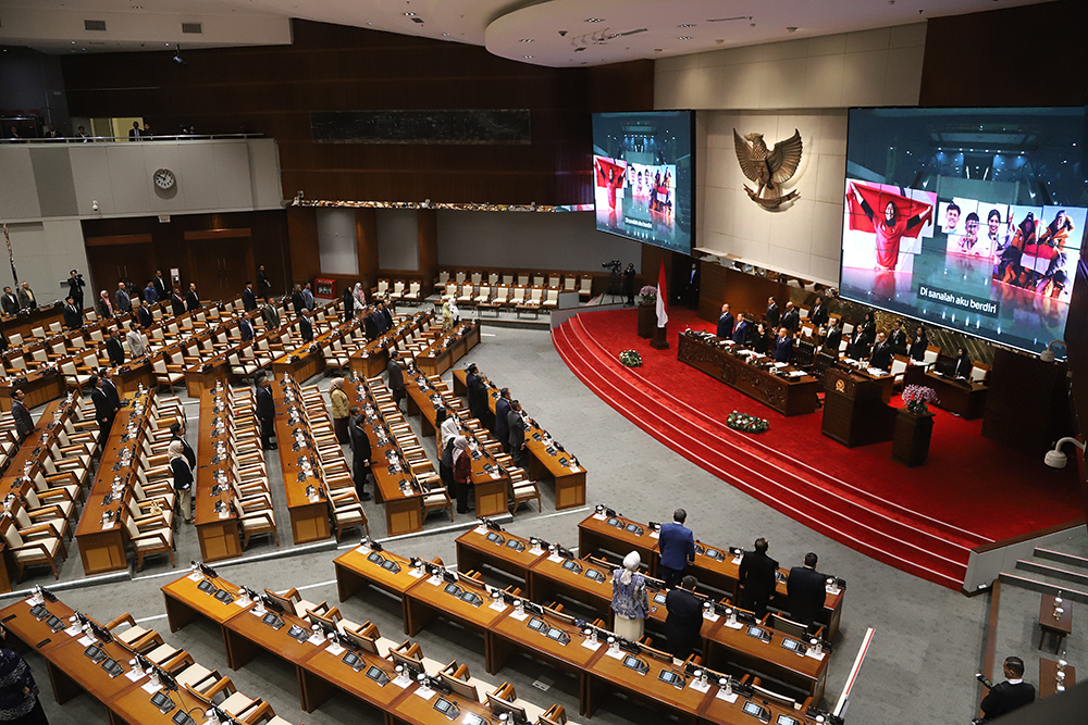 Rapat Paripurna Penyampaian KEMPPKF 2026 Rapat Paripurna ke-18 Masa Persidangan III Tahun Sidang 2024-2025 . (BeritaNasional/Elvis Sendouw)