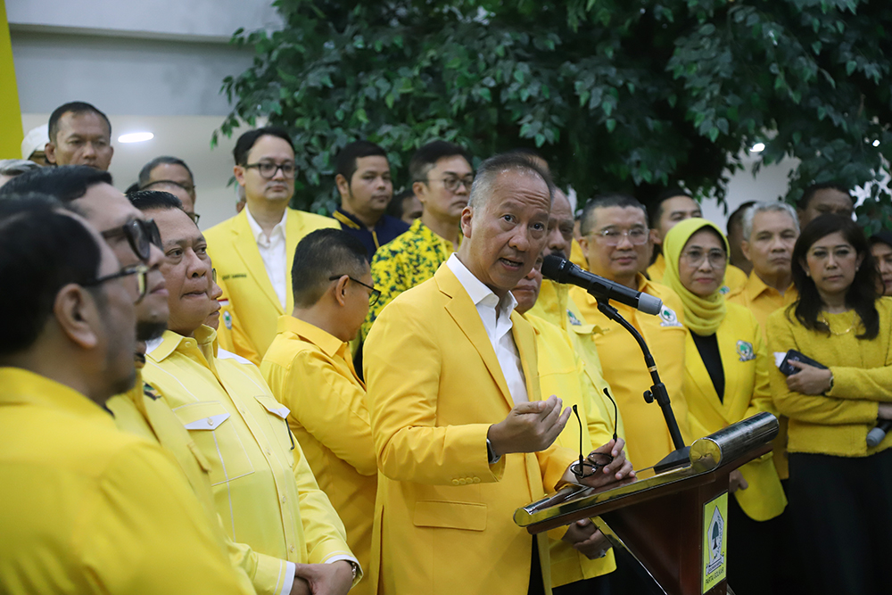 Rapat Pleno Partai Golkar resmi menjadikan Agus Gumiwang sebagai Plt Ketum Golkar. (BeritaNasional/Elvis Sendouw)