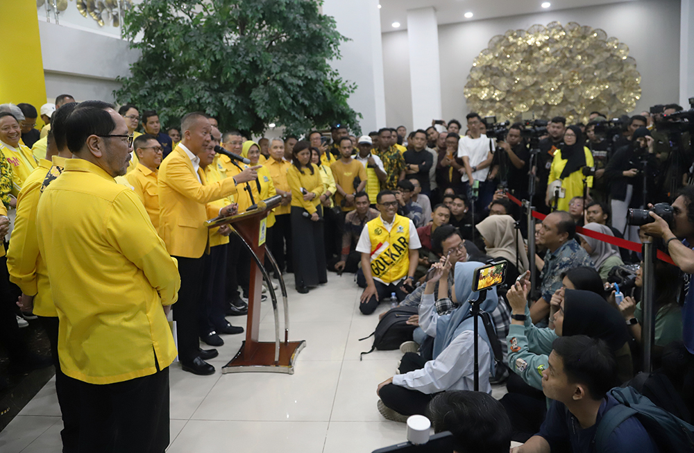 Rapat Pleno Partai Golkar resmi menjadikan Agus Gumiwang sebagai Plt Ketum Golkar. (BeritaNasional/Elvis Sendouw)