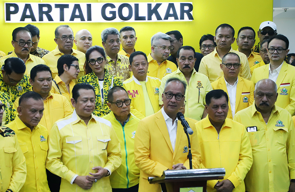 Rapat Pleno Partai Golkar resmi menjadikan Agus Gumiwang sebagai Plt Ketum Golkar. (BeritaNasional/Elvis Sendouw)