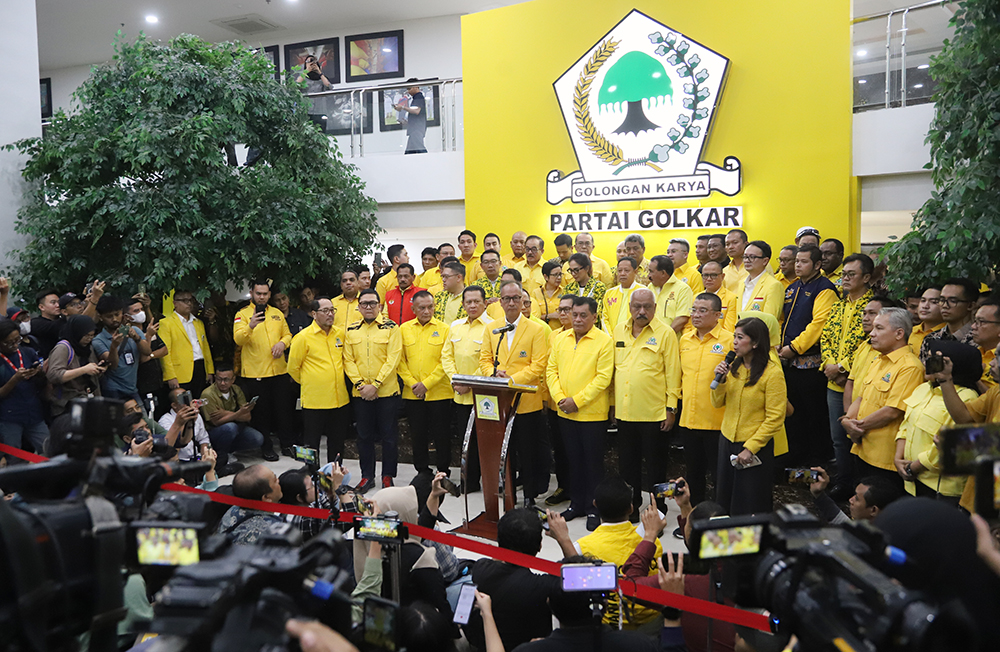 Rapat Pleno Partai Golkar resmi menjadikan Agus Gumiwang sebagai Plt Ketum Golkar. (BeritaNasional/Elvis Sendouw)