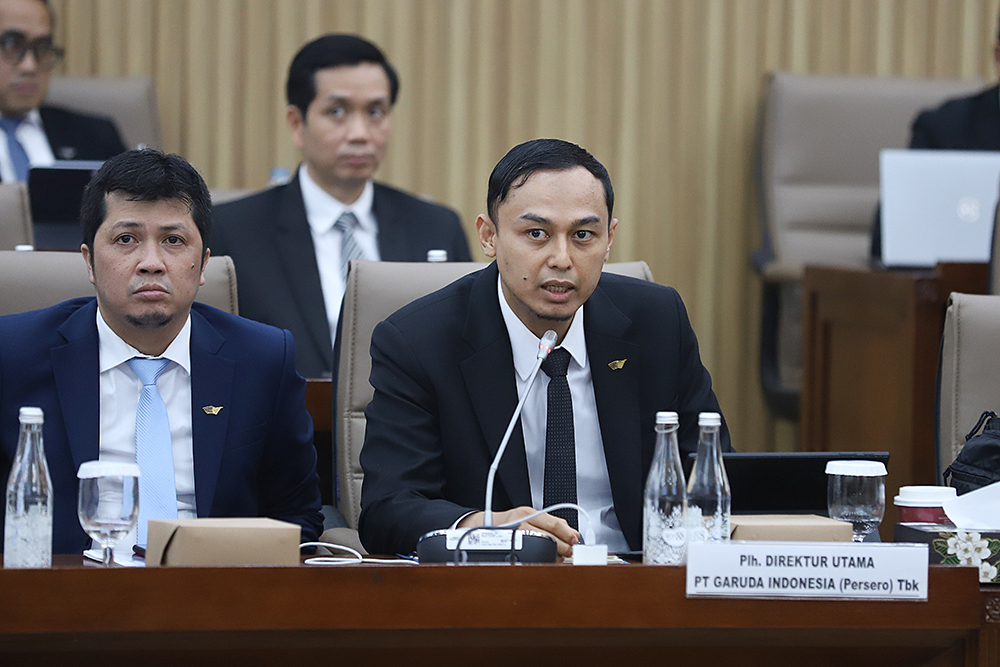 Rapat Dengar Pendapat Komisi VI DPR dengan PT Garuda Indonesia. (BeritaNasional/Elvis Sendouw)
