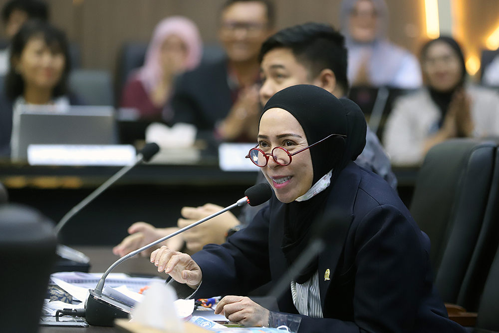 Badan Legislasi (Baleg) DPR menggelar rapat dengar ppendapat umum membahas RUU PPRT. (BeritaNasional/Elvis Sendouw)