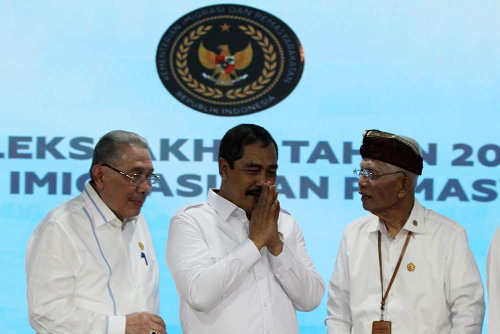 Menteri Imigrasi dan Pemasyarakatan (ImiPas) Agus Andrianto memaparkan capaian Kinerja dalam refleksi akhir tahun 2025. (BeritaNasional/Elvis Sendouw)