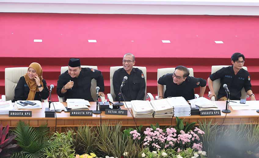 Suasana rapat pleno rekapitulasi hasil perhitungan suara tingkat Papua Pegunungan di  Gedung KPU, Jakarta, Rabu, 20/3/2024). (IndonesiaGlobe/Oke Atmaja)