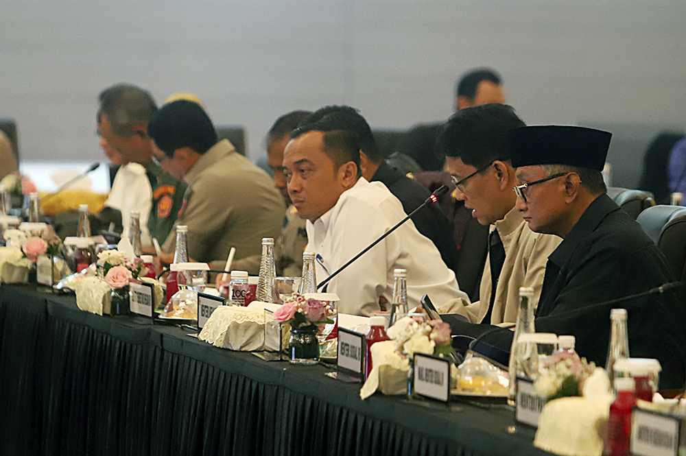 Satgas Galapana DPR dan pemerintah adakan rapat koordinasi pemulihan pascabencana. (BeritaNasional/Elvis Sendouw)