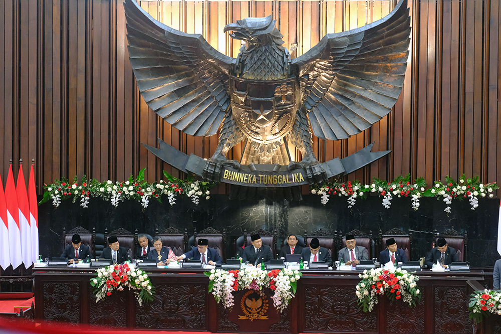 Sidang Paripurna Akhir Masa Jabatan Anggota MPR Periode 2019-2024 di Gedung Nusantara, Kompleks Parlemen, Senayan. (BeritaNasional/Elvis Sendouw)