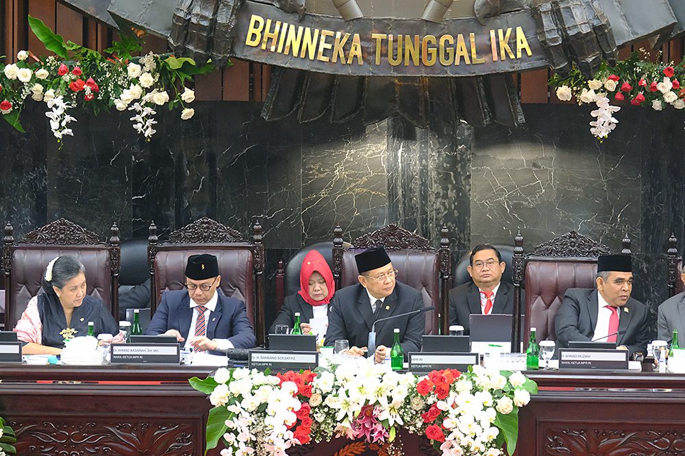 Sidang Paripurna Akhir Masa Jabatan Anggota MPR Periode 2019-2024 di Gedung Nusantara, Kompleks Parlemen, Senayan. (BeritaNasional/Elvis Sendouw)