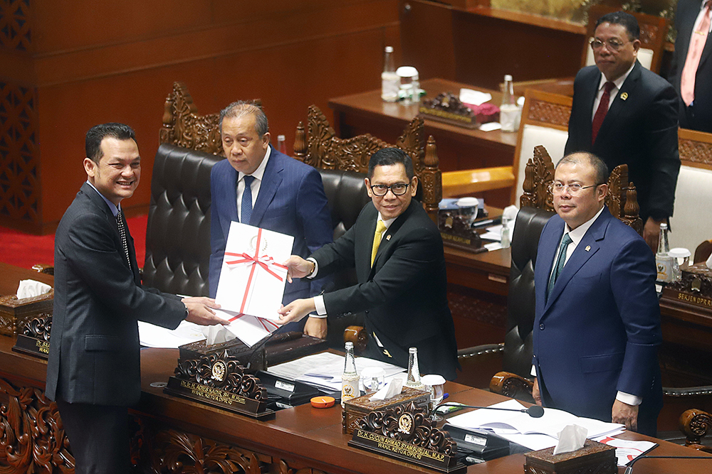 Rapat Sidang Paripurna DPR RI setujui RUU DKJ menjadi UU. (BeritaNasional/Elvis Sendouw)