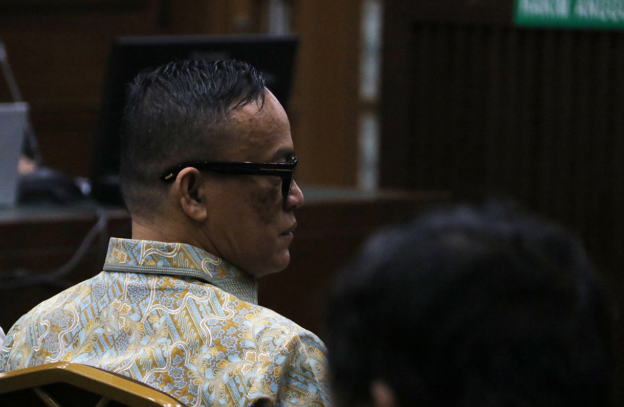 Terdakwa kasus dugaan pemerasan dalam pengurusan sertifikat K3 di Kementerian Ketenagakerjaan Immanuel Ebenezer menjalani sidang pembacaan dakwaan di Pengadilan Tipikor, Jakarta, Senin (19/1/2026). (Beritanasional.com/Oke Atmaja)