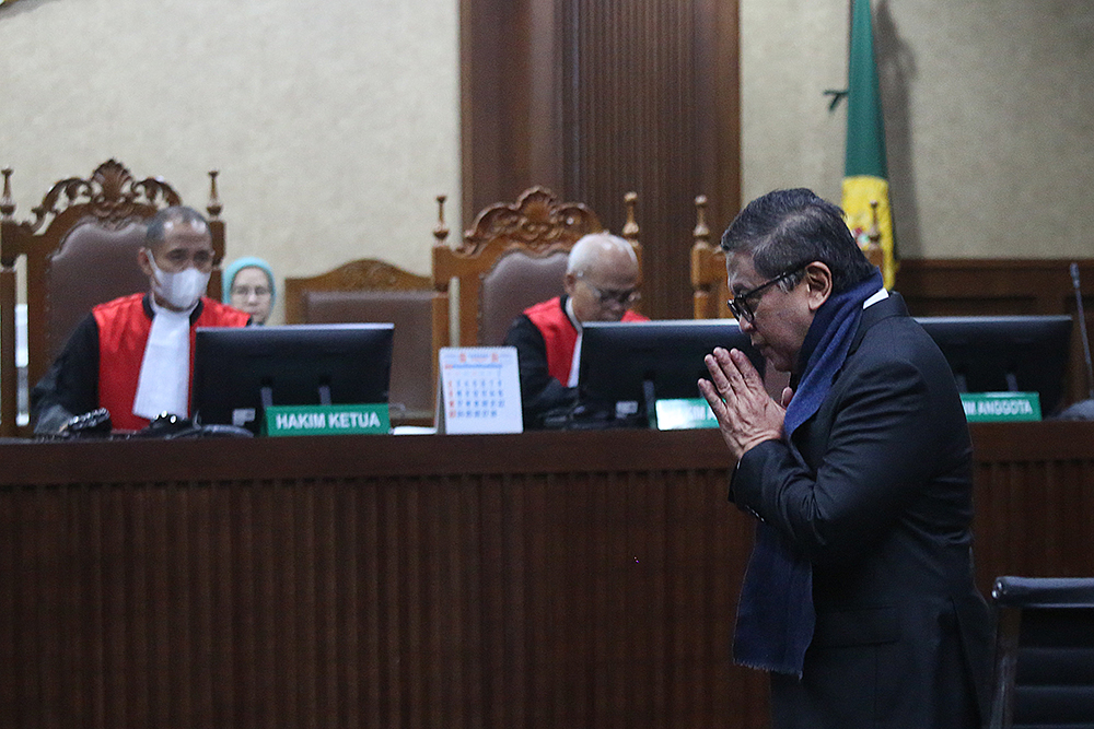 Hasto Kristiyanto menjalani sidang perdana di Tiikor. (BeritaNasional/Elvis Sendouw)