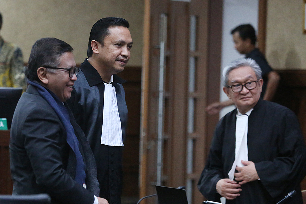 Hasto Kristiyanto menjalani sidang perdana di Tiikor. (BeritaNasional/Elvis Sendouw)