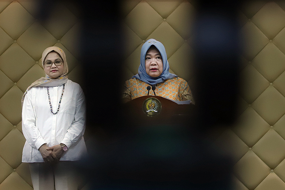 Sekretaris Jenderal (Sekjen) MPR RI Siti Fauziah memberikan keterangan agenda acara Sidang Tahunan MPR RI 2025 . (BeritaNasional/Elvis Sendouw)