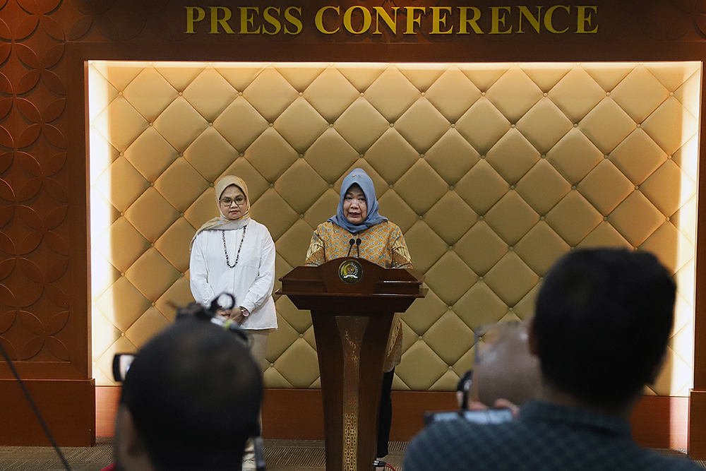 Sekretaris Jenderal (Sekjen) MPR RI Siti Fauziah memberikan keterangan agenda acara Sidang Tahunan MPR RI 2025 . (BeritaNasional/Elvis Sendouw)