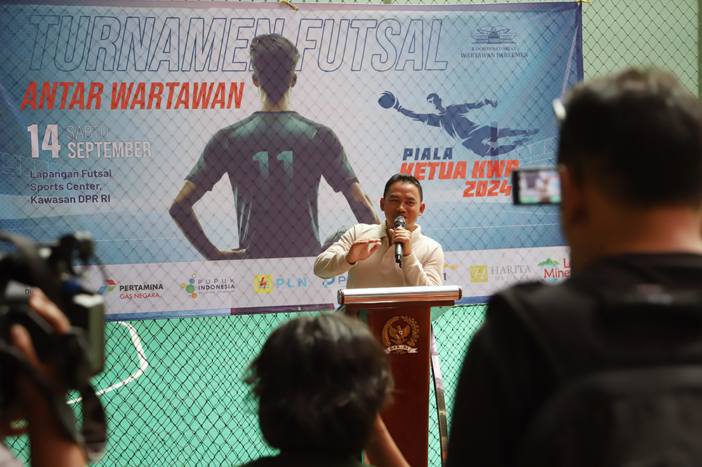 Keceriaan jurnalis mengikuti Turnamen Futsal Antarwartawan Piala Ketua KWP 2024 Ariawan. (BeritaNasional/Elvis Sendouw)