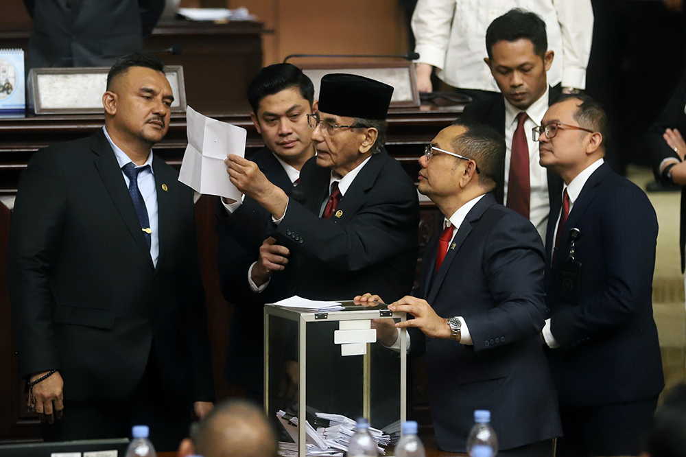 Pemilihan Ketua DPD RI,  Anggota DPD RI Sultan B Najamudin terpilih menjadi Ketua DPD RI periode 2024-2029. (BeritaNasional/Elvis Sendouw)