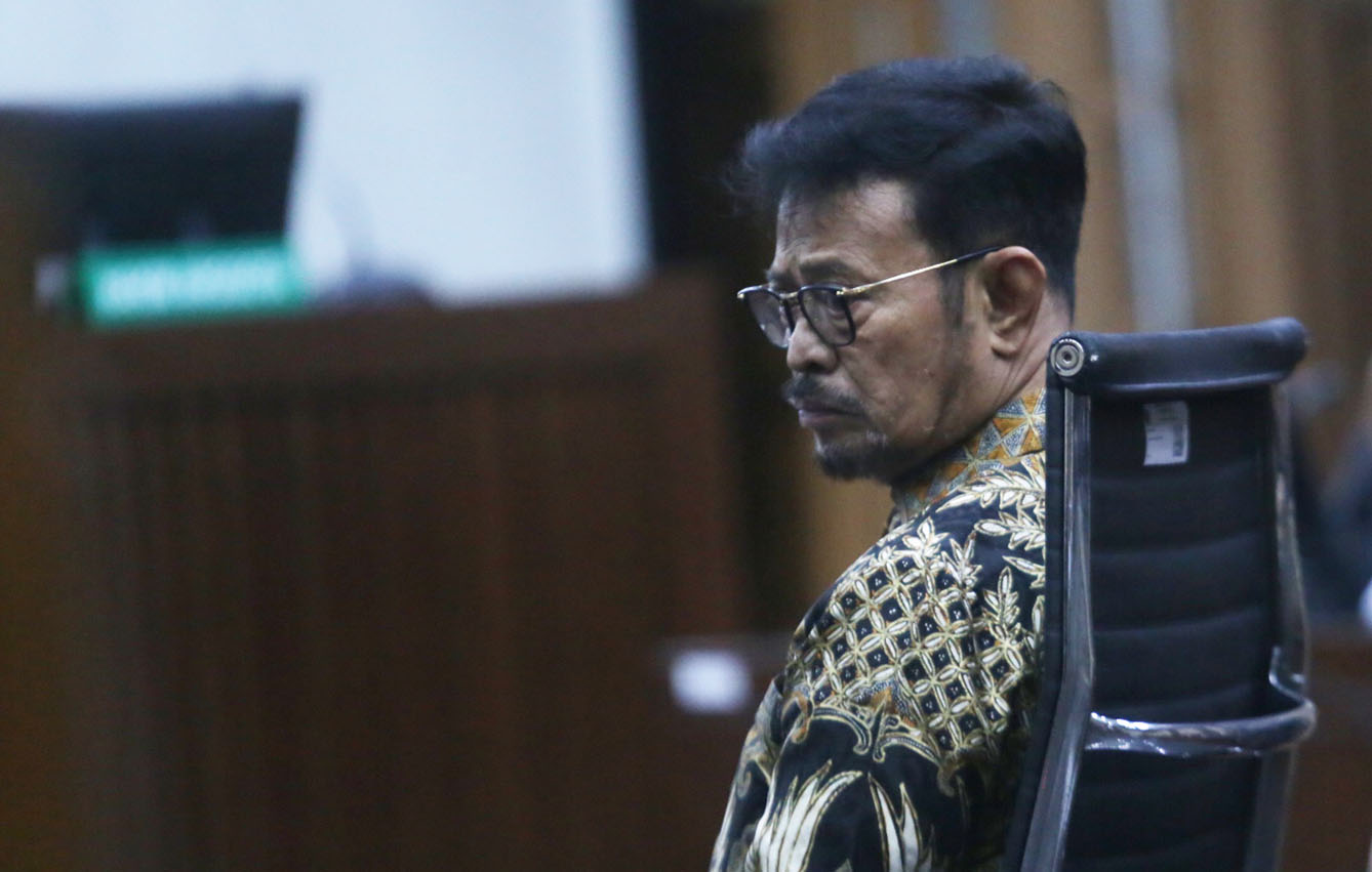 Terdakwa kasus pemerasan dan gratifikasi di Kementerian Pertanian Syahrul Yasin Limpo menjalani sidang pembacaan tuntutan di Pengadilan Tipikor, Jakarta, Jumat (28/6/2024).(BeritaNasional.com/Oke Atmaja)