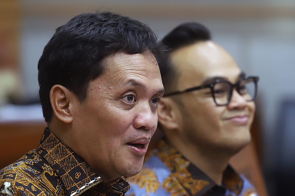 Ketua Komisi III, Habiburokhman berikan keterangan terkait uji kelayakan capim dan cadewas KPK. (BeritaNasional/Elvis Sendouw)