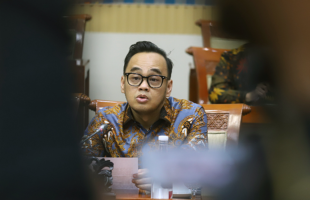 Ketua Komisi III, Habiburokhman berikan keterangan terkait uji kelayakan capim dan cadewas KPK. (BeritaNasional/Elvis Sendouw)