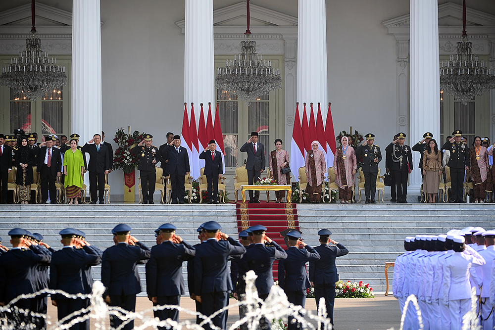 Upacara Prasetya Perwira (Praspa) TNI-Polri tahun 2024 di halaman Istana Merdeka, Jakarta. (BeritaNasional/HO/Elvis Sendouw)