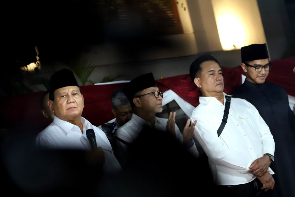 Pidato kemenangan Prabowo-Gibran. (Indonesiaglobe/Elvis Sendouw)