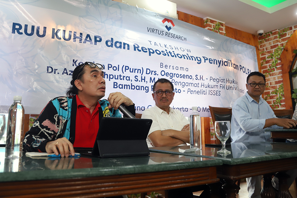 Virtus Research Gelar Diskusi RUU KUHAP dan Reposisi Penyidikan Polri VIRTUS RESEARCH menggelar diskusi bertajuk “RUU KUHAP dan Repositioning Penyidik Polri”. (BeritaNasional/Elvis Sendouw)