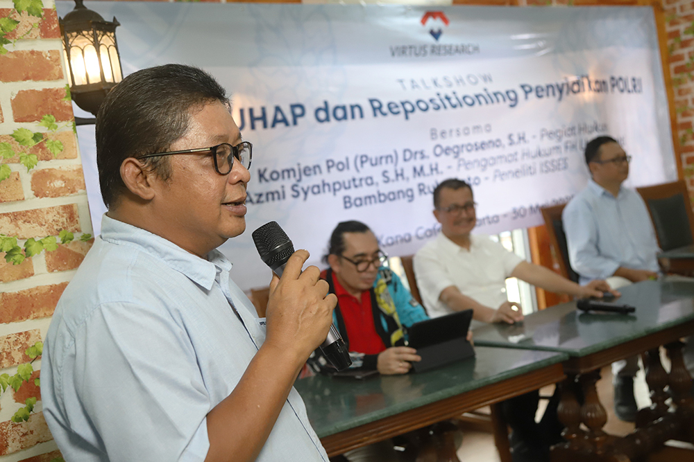 Virtus Research Gelar Diskusi RUU KUHAP dan Reposisi Penyidikan Polri VIRTUS RESEARCH menggelar diskusi bertajuk “RUU KUHAP dan Repositioning Penyidik Polri”. (BeritaNasional/Elvis Sendouw)