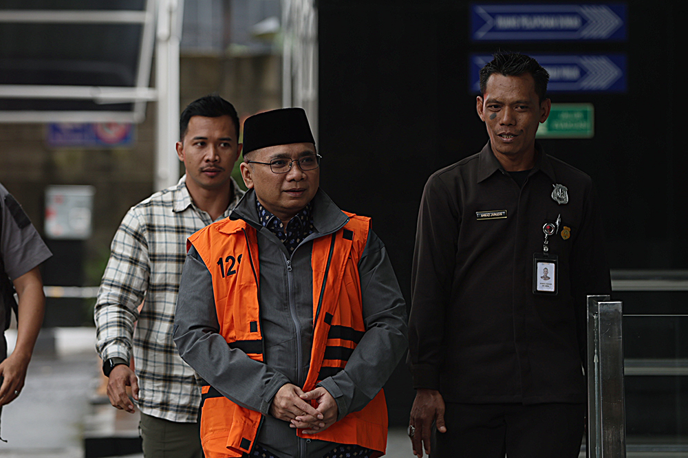 Mantan Menteri Agama periode 2020-2024 Yaqut Cholil Qoumas kembali menjaani penahanan di rumah tahanan (rutan). (BeritaNasional/Elvis Sendouw)