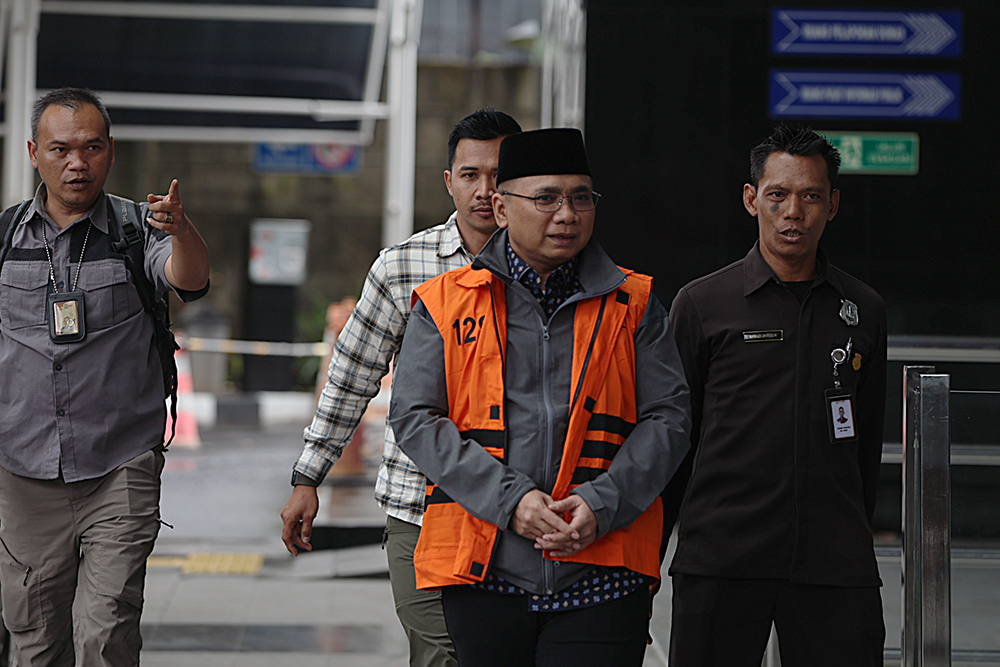 Mantan Menteri Agama periode 2020-2024 Yaqut Cholil Qoumas kembali menjaani penahanan di rumah tahanan (rutan). (BeritaNasional/Elvis Sendouw)