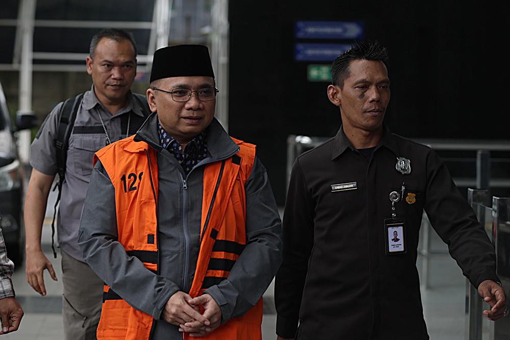 Mantan Menteri Agama periode 2020-2024 Yaqut Cholil Qoumas kembali menjaani penahanan di rumah tahanan (rutan). (BeritaNasional/Elvis Sendouw)